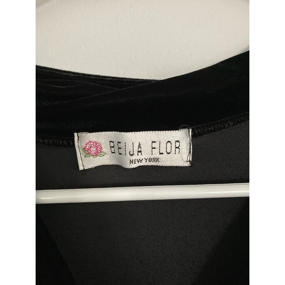 Vtg. Beija Flor Shirt Women XL Black Velvet Stretch Tunic Top Long Sleeve USA - Picture 6 of 12